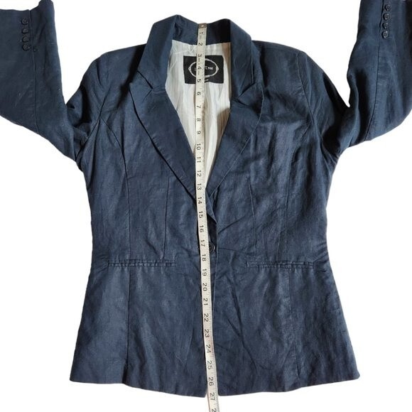 Love Tree Bluish Tint 1-Button Linen Blazer with Pinstripe Lining Size M - Picture 10 of 11